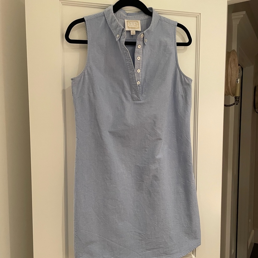 Sail to Sable Sleeveless Oxford Shirting Dress
